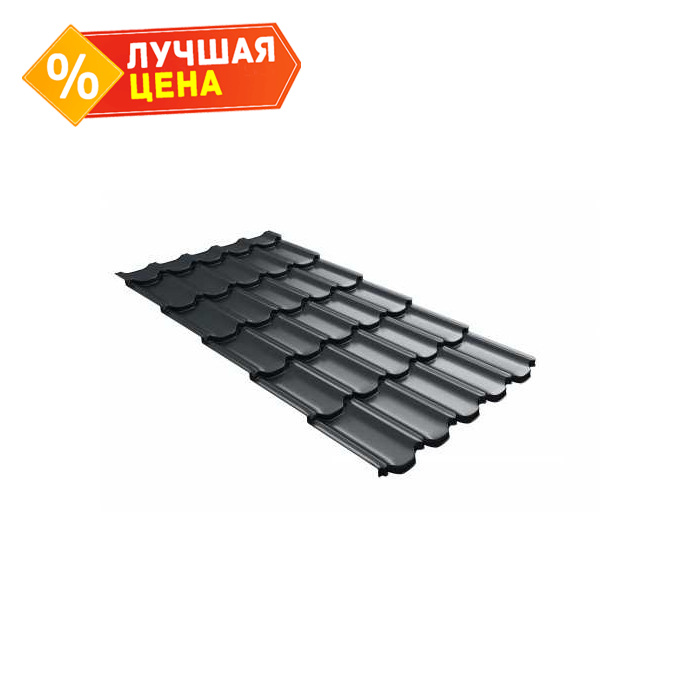 Металлочерепица Grand Line Kvinta plus (Квинта Плюс) 0,5 Velur RAL 7016 Антрацитово-серый | c 3D резом