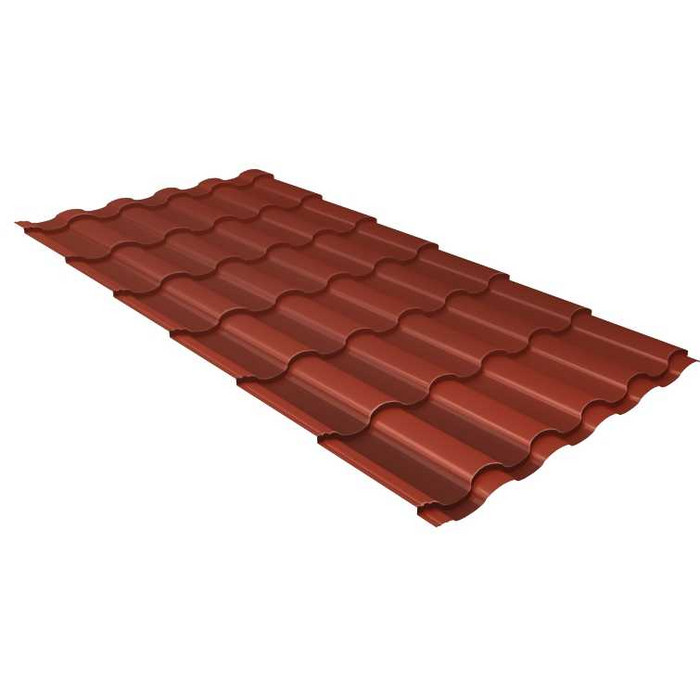 Металлочерепица Grand Line Kredo (Кредо) 0,5 GreenCoat Pural Matt BT RAL 8004 Терракота